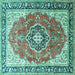 Square Medallion Turquoise Traditional Rug, tr174turq