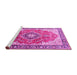 Sideview of Machine Washable Medallion Pink Traditional Rug, wshtr174pnk