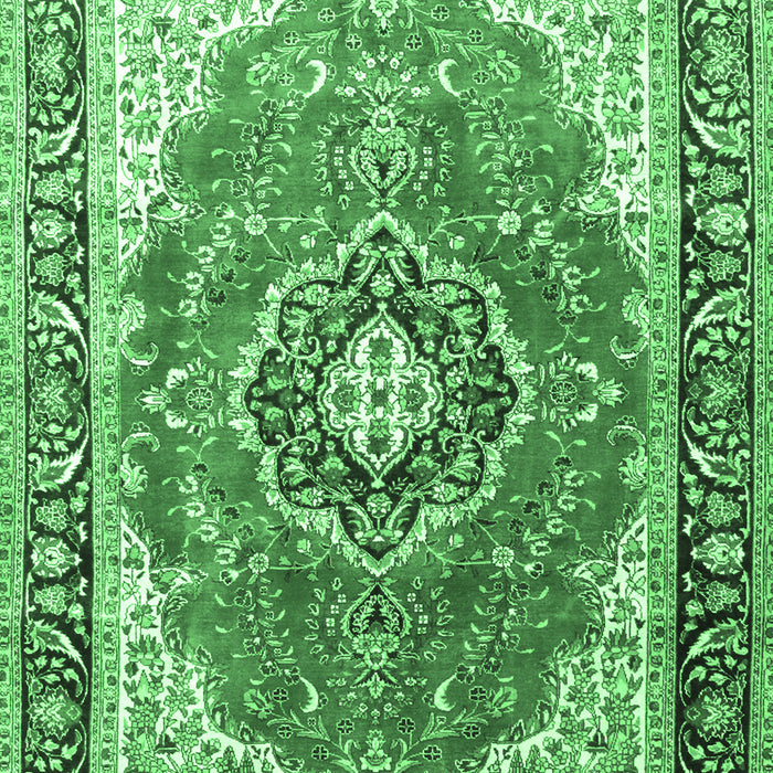Machine Washable Medallion Emerald Green Traditional Area Rugs, wshtr174emgrn