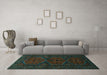 Machine Washable Persian Turquoise Traditional Area Rugs in a Living Room,, wshtr1750turq