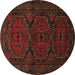 Round Persian Brown Traditional Rug, tr1750brn