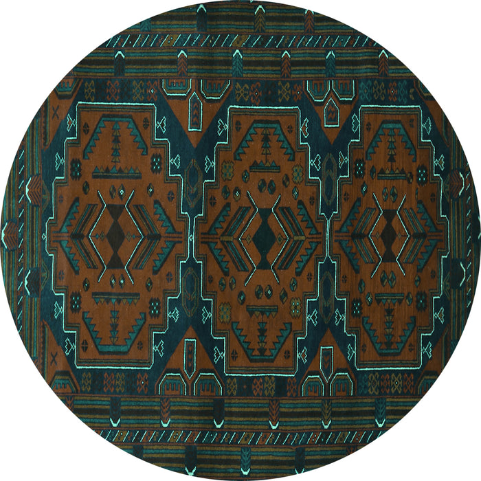 Round Machine Washable Persian Turquoise Traditional Area Rugs, wshtr1750turq