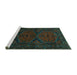 Sideview of Machine Washable Persian Turquoise Traditional Area Rugs, wshtr1750turq