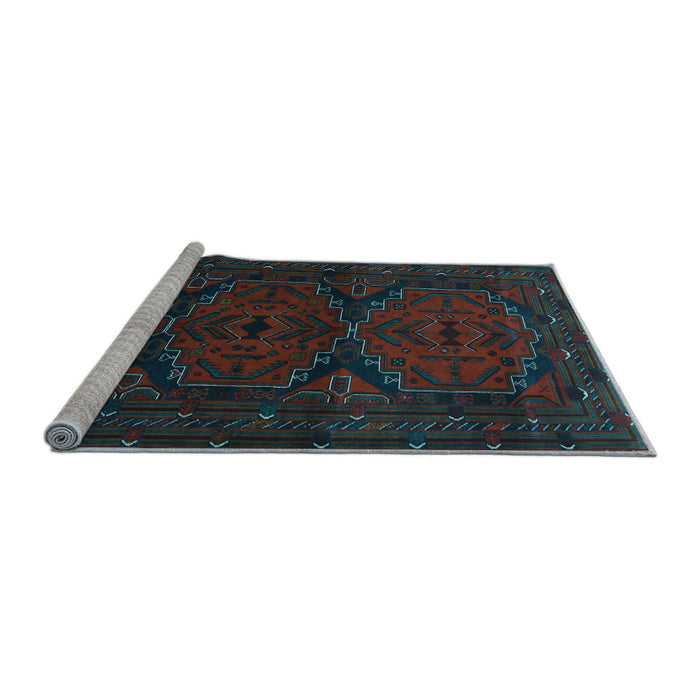 Sideview of Machine Washable Persian Light Blue Traditional Rug, wshtr1750lblu