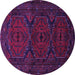 Round Machine Washable Persian Purple Traditional Area Rugs, wshtr1750pur