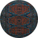 Round Persian Light Blue Traditional Rug, tr1750lblu