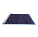 Sideview of Machine Washable Persian Blue Traditional Rug, wshtr1750blu