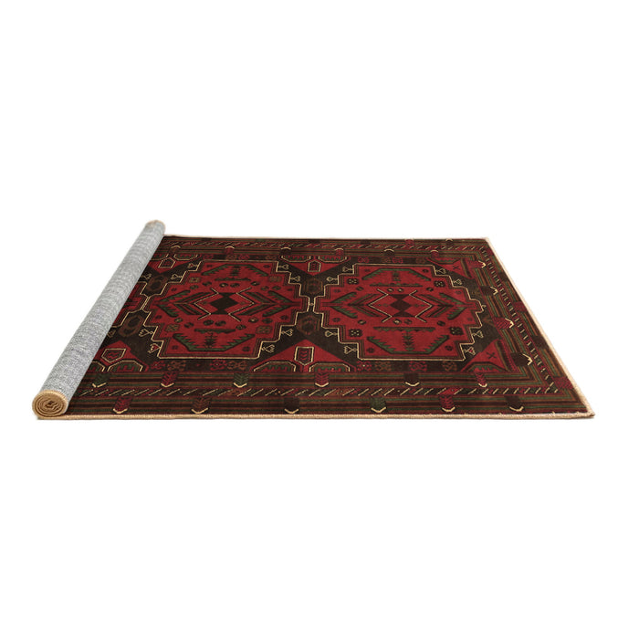 Sideview of Machine Washable Persian Brown Traditional Rug, wshtr1750brn