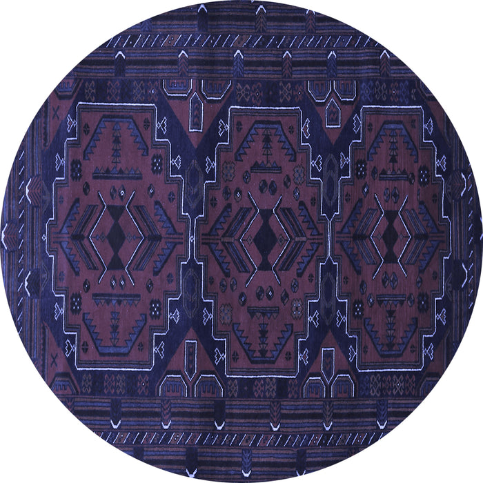 Round Machine Washable Persian Blue Traditional Rug, wshtr1750blu