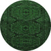 Round Persian Emerald Green Traditional Rug, tr1750emgrn