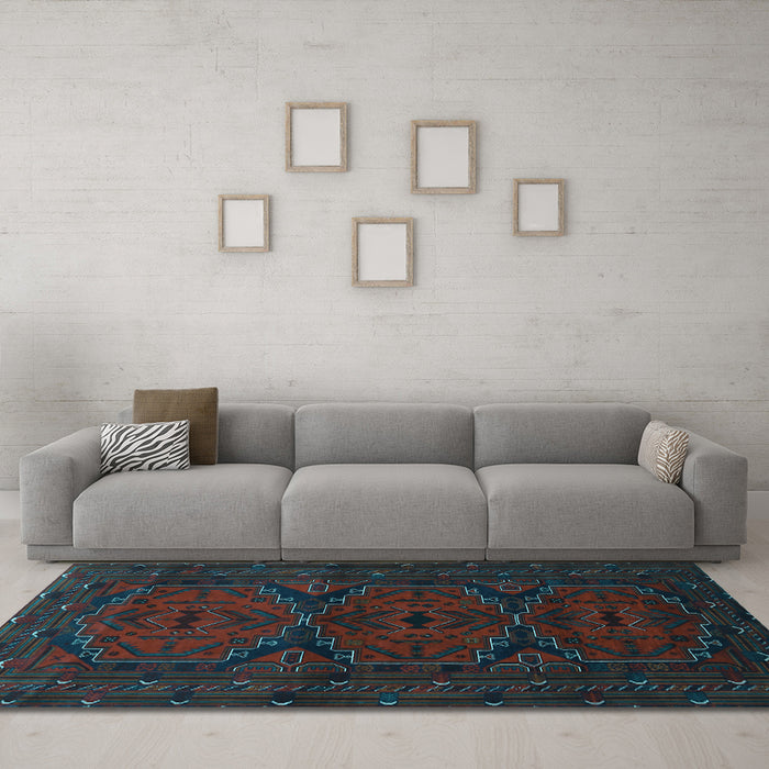 Machine Washable Persian Light Blue Traditional Rug in a Living Room, wshtr1750lblu