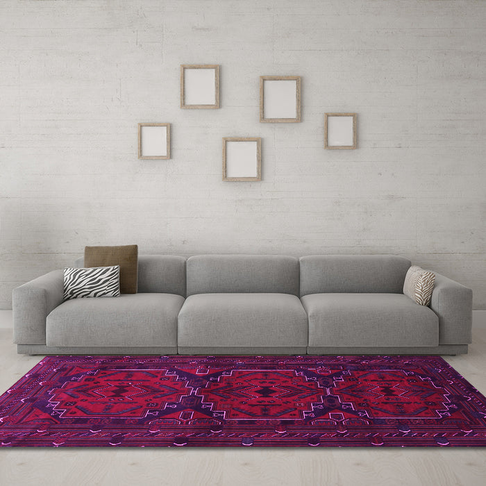 Machine Washable Persian Pink Traditional Rug in a Living Room, wshtr1750pnk