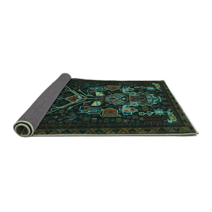 Sideview of Persian Turquoise Traditional Rug, tr1751turq