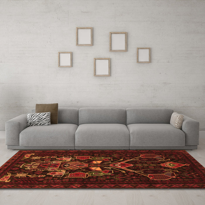 Machine Washable Persian Orange Traditional Area Rugs in a Living Room, wshtr1751org