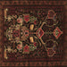 Square Machine Washable Persian Brown Traditional Rug, wshtr1751brn