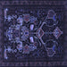 Square Persian Blue Traditional Rug, tr1751blu
