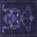 Square Machine Washable Persian Blue Traditional Rug, wshtr1751blu