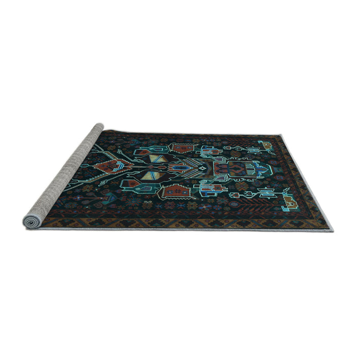 Sideview of Machine Washable Persian Light Blue Traditional Rug, wshtr1751lblu