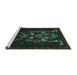 Sideview of Machine Washable Persian Turquoise Traditional Area Rugs, wshtr1751turq