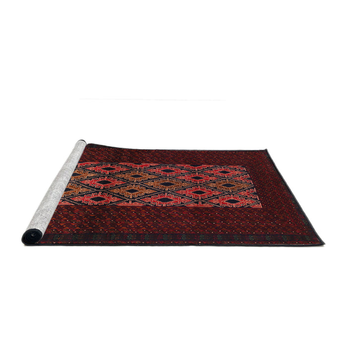 Sideview of Machine Washable Traditional Red Wine or Wine Red Rug, wshtr1752