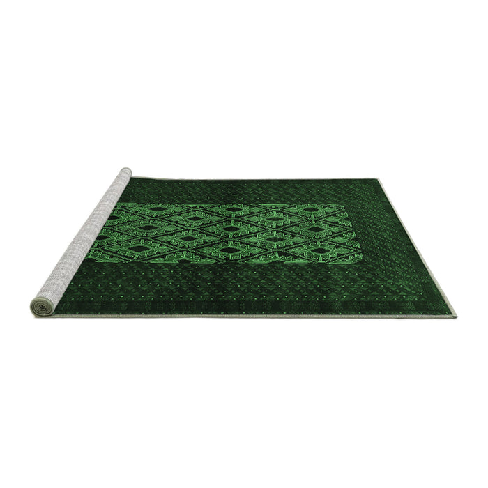 Sideview of Machine Washable Persian Emerald Green Traditional Area Rugs, wshtr1752emgrn