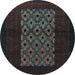 Round Persian Light Blue Traditional Rug, tr1752lblu