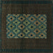 Square Persian Turquoise Traditional Rug, tr1752turq