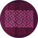 Round Machine Washable Persian Pink Traditional Rug, wshtr1752pnk