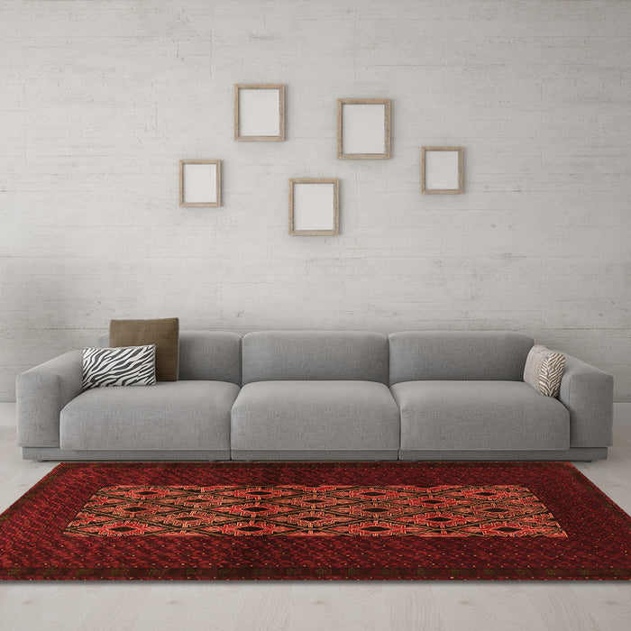 Machine Washable Persian Orange Traditional Area Rugs in a Living Room, wshtr1752org