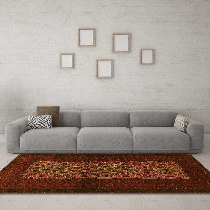 Machine Washable Persian Yellow Traditional Rug in a Living Room, wshtr1752yw