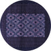 Round Machine Washable Persian Blue Traditional Rug, wshtr1752blu