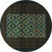 Round Machine Washable Persian Turquoise Traditional Area Rugs, wshtr1752turq