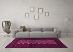 Machine Washable Persian Pink Traditional Rug in a Living Room, wshtr1752pnk