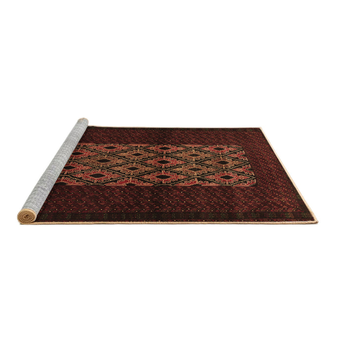 Sideview of Machine Washable Persian Brown Traditional Rug, wshtr1752brn