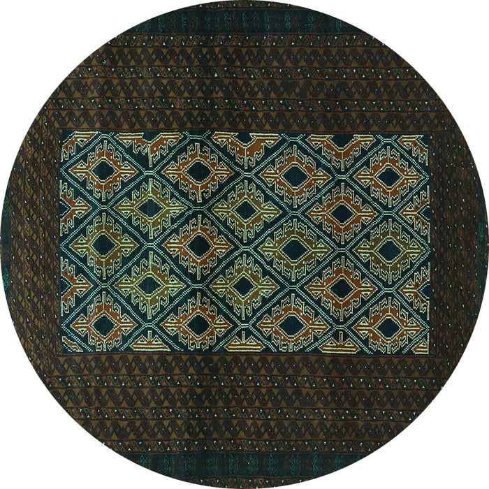 Round Persian Turquoise Traditional Rug, tr1752turq