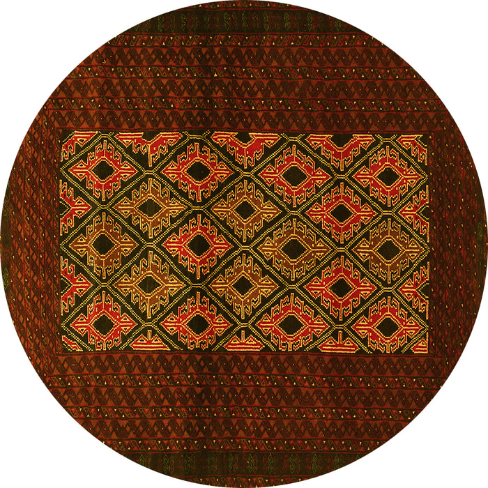 Round Machine Washable Persian Yellow Traditional Rug, wshtr1752yw