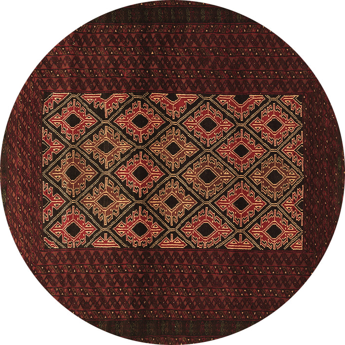 Round Persian Brown Traditional Rug, tr1752brn