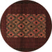 Round Persian Brown Traditional Rug, tr1752brn