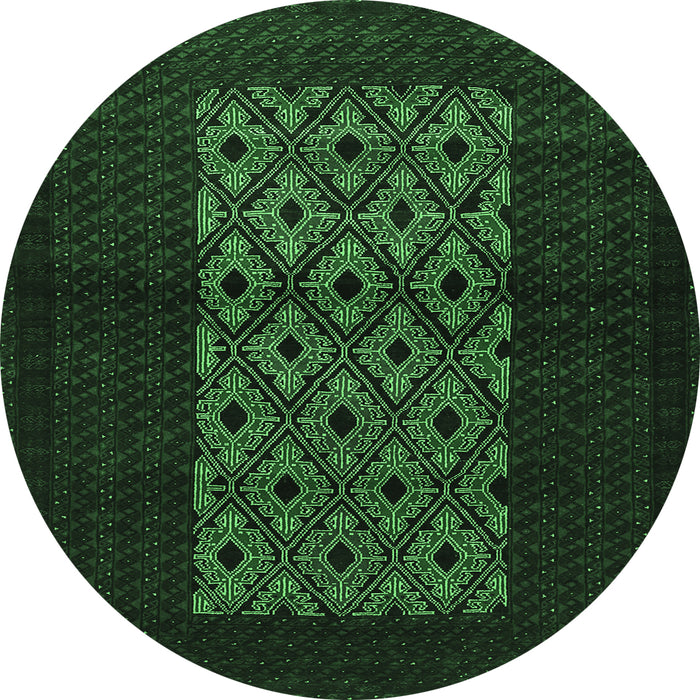 Round Persian Emerald Green Traditional Rug, tr1752emgrn