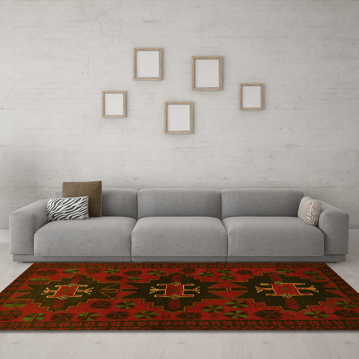 Machine Washable Persian Yellow Traditional Rug in a Living Room, wshtr1753yw