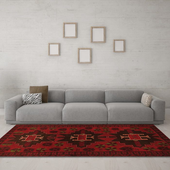 Machine Washable Persian Orange Traditional Area Rugs in a Living Room, wshtr1753org