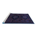 Sideview of Machine Washable Persian Blue Traditional Rug, wshtr1753blu