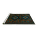 Sideview of Machine Washable Persian Turquoise Traditional Area Rugs, wshtr1753turq