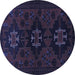 Round Machine Washable Persian Blue Traditional Rug, wshtr1753blu