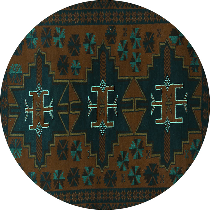 Round Persian Turquoise Traditional Rug, tr1753turq