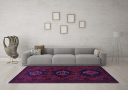 Machine Washable Persian Purple Traditional Area Rugs in a Living Room, wshtr1753pur