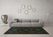 Machine Washable Persian Turquoise Traditional Area Rugs in a Living Room,, wshtr1753turq