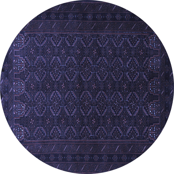 Round Machine Washable Persian Blue Traditional Rug, wshtr1754blu