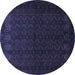 Round Machine Washable Persian Blue Traditional Rug, wshtr1754blu