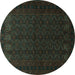 Round Persian Turquoise Traditional Rug, tr1754turq